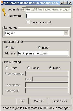 For secure communication, you can choose to communicate with EnRemoto Offsite Backup Server in SSL (Secure Socket Layer) by selecting the [https] option.