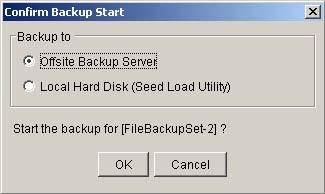 a. Select the backup set you want to run on the left panel and press the [Start Backup] button ( ) on the toolbar b.