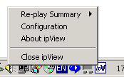 16 Using ipview Diagram 13: Tooltray Menu. Re-play Summary Selecting this option causes the Re-play Summary sub-menu to appear, as shown in Diagram 14. Diagram 14: Re-play Summary sub-menu.