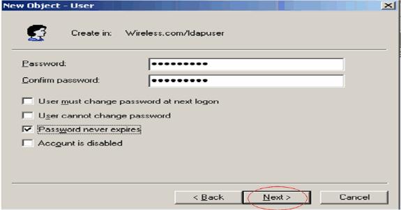 Click Next. 3. Enter a password and confirm the password.