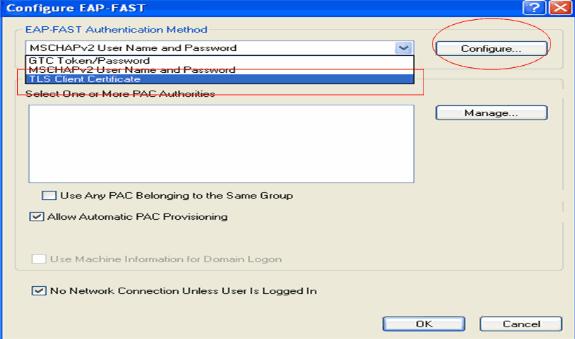 In the TLS Client certificate configuration window: Enable the Validate Server Identity check box and select the CA certificate installed on the client
