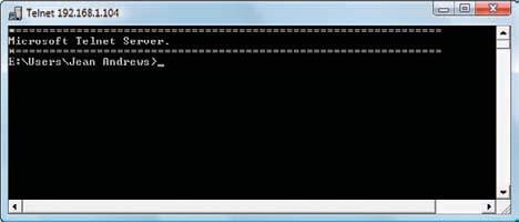 Figure -52 Telnet command prompt window 4. To use the NTLM authentication protocol for user accounts and passwords, enter the command set ntlm and press Enter. 5.
