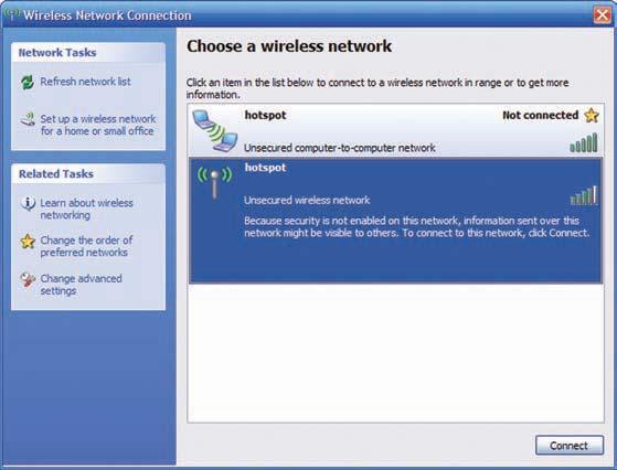 910 CHAPTER Networking Essentials 1.10 3.2 Here are the steps to connect to a public or private hot spot when using Windows XP: 1. Right-click My Network Places and select Properties.