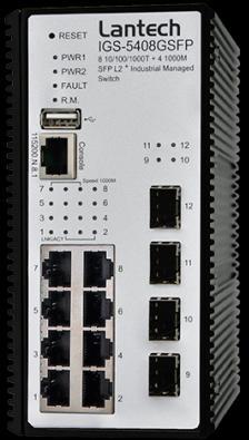 1 IGS-5408GSFP 8 10/100/1000T + 4 1000M SFP L2 + Industrial Managed Etherent Switch w/ Enhanced G.