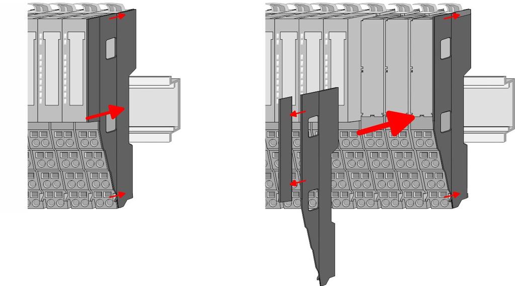If the last module is a clamp module, for adaptation the upper part of the bus cover is to be removed. 2.5 