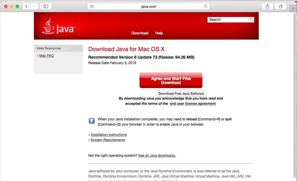 computer. First, open Safari and navigate to www.java.