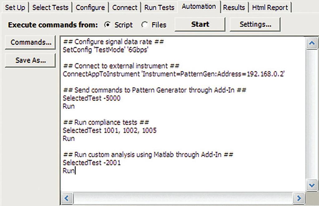 08 Keysight U7231B, U7231C DDR3 and LPDDR3 Compliance Test Application - Data Sheet Automation You can completely automate execution of your application s tests and Add-Ins from a separate PC using