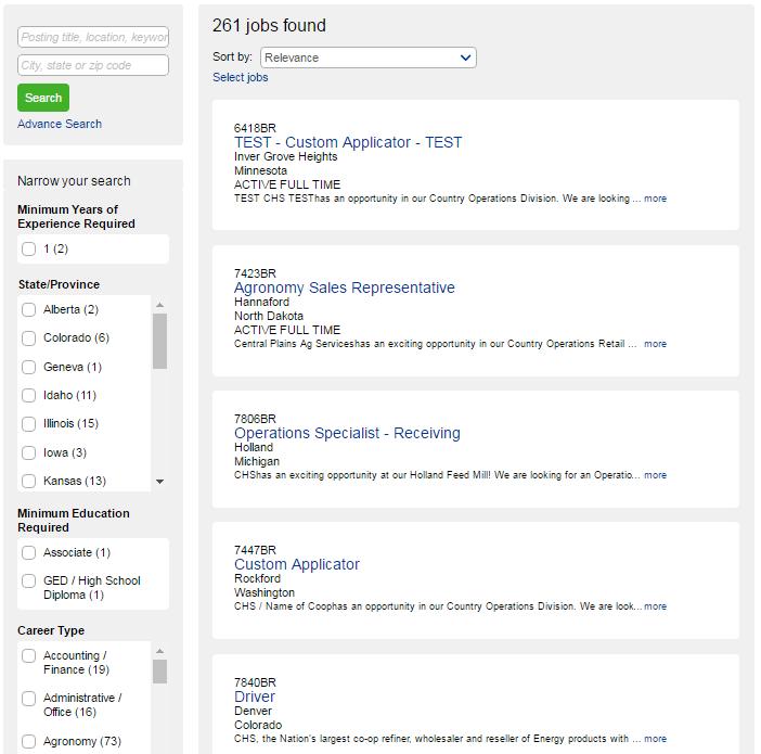 Search openings NOTE: You must have a log in to apply to an open position. Use the search criteria to identify the desired career opportunity and click Search.