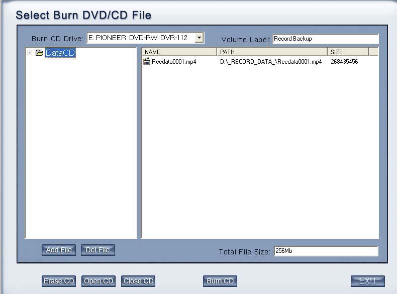 (3) Burn CD Press button to burn CD 1 4 2 3 Figure3 10 Area 1:File directory. Area 2:File list. Area 3:The File directory and list of will be burned to CD. Icon 4: Create a new directory in area 3.