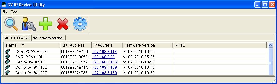 4.2 Using the IP Device Utility The IP Device Utility provides a direct way to upgrade the firmware to multiple units of GV IP camera.