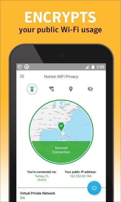 Norton WiFi Privacy: Mobile Client Protects your sensitive information like passwords and credit card numbers