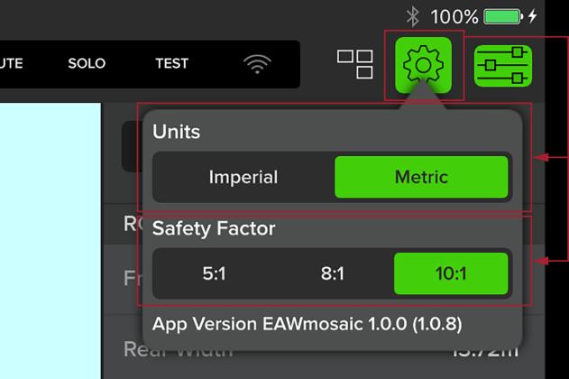 These next steps involve setting up the venue. The previous posted screenshots display the default Rigs view. First, tap Tools (the gear icon) near the upper-right corner of the device.