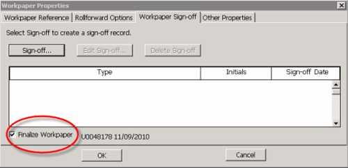 Workpaper Tabs: A tab for each workpaper that is open appears at the bottom of the window.