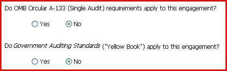 SINGLE AUDIT AND YELLOW BOOK SETUP QUESTIONS Single Audit and Yellow Book Setup Questions Note: For a discussion of setup questions for an engagement created with practice aids titles released