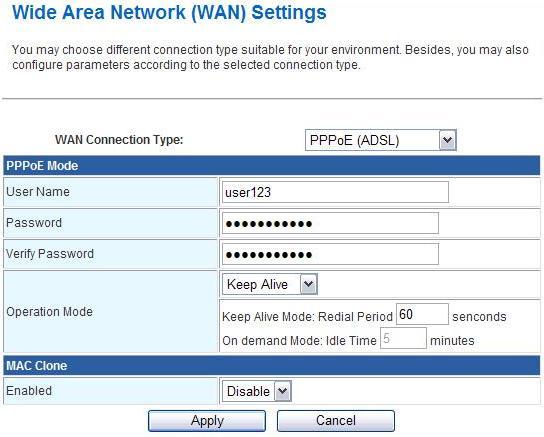 4.4 Configuration Examples 4.4.1 Example one PPPoE on the WAN Sales division of Company ABC likes to establish a WLAN network to support mobile communication on sales Notebook PCs.