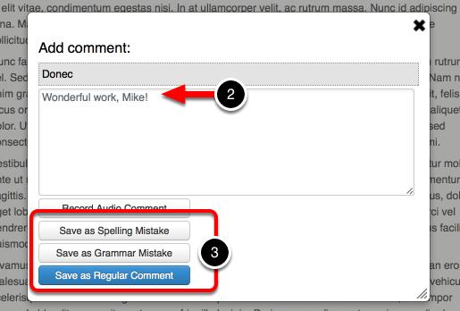 Step 2: Add and Define Comment The highlighted text will prompt a pop-up