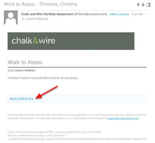 Students may be required to submit their work to external assessors who do not have Chalk & Wire accounts.