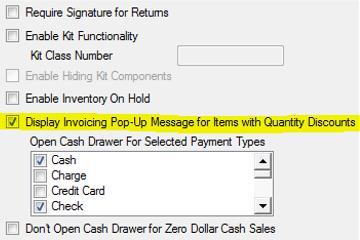 Displaying a quantity discount message Invoice (Store) tab How to setup Paladin Point of Sale to