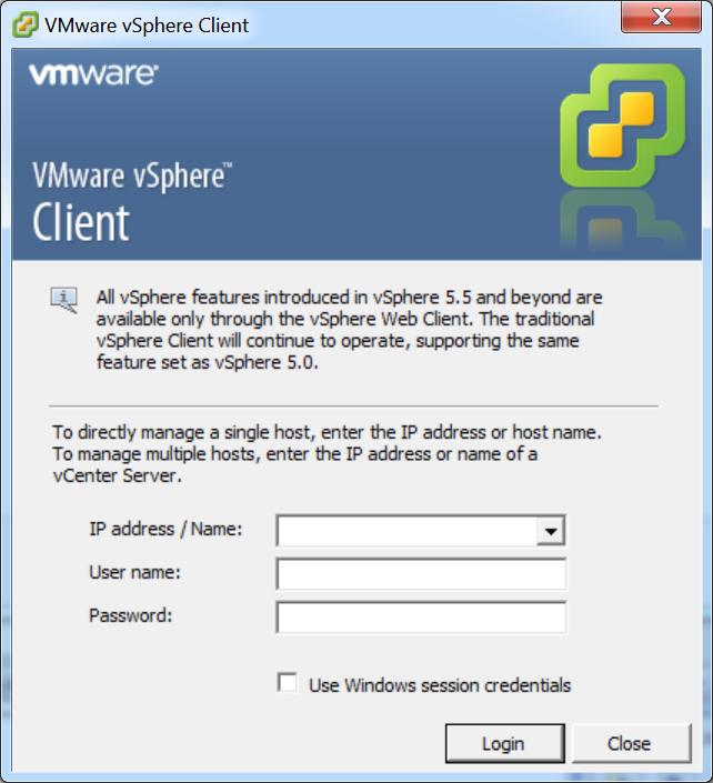 2 Launch vsphere and use it to log on to