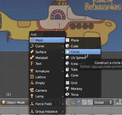 In the Add Circle panel on the left 3D Editor