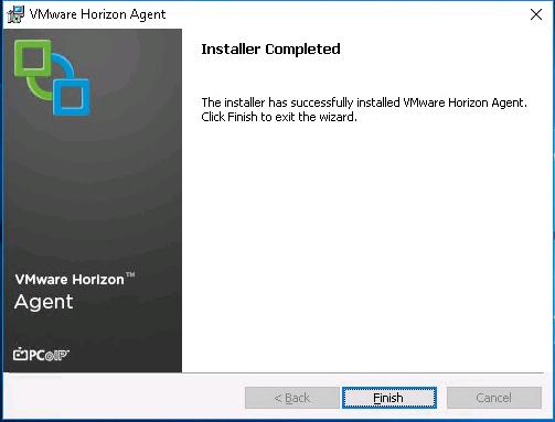 Master Image Creation for Tested Horizon Deployment Types 13. Click Finish and restart the VM.