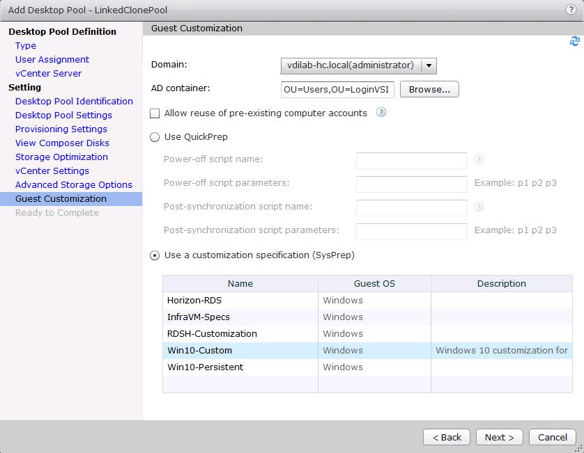 VMware Horizon Farm and Pool Creation 27. Select r- ize users as part of this process.