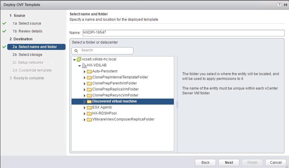 Cisco Unified Computing System Configuration 7. Enter name for OVF to template deploy, select datacenter and folder location.