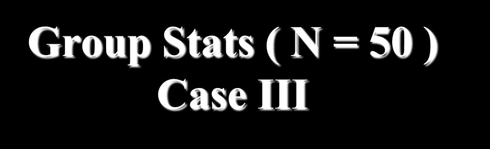 Group Stats ( N = 50 ) Case III Working Memory Task Not an obvious