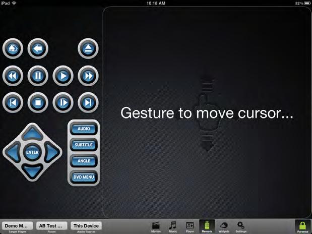 Gesture Remote Remote Buttons: This portion of the screen emulates your Credit Card remote.