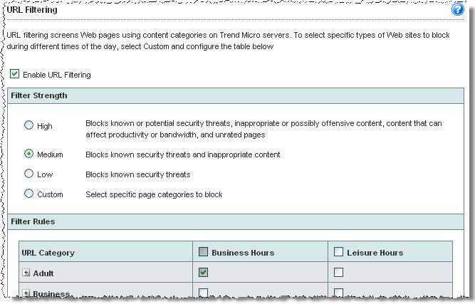 Configuring Group Security Settings FIGURE 7-3. Security Settings > URL Filtering screen From the URL Filtering screen, update the following as required: 1. Enable URL Filtering 2.