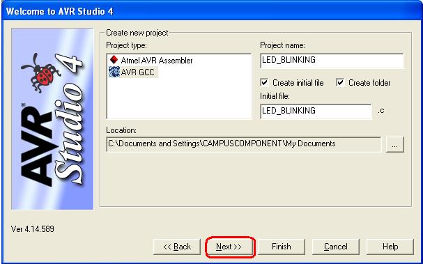 STEP 3: It will prompt you to select the compiler.. So select AVR GCC (GNU Compiler Collection) from project type section.