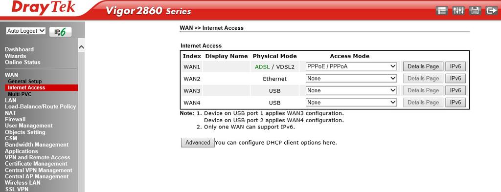 STEP ONE CONFIGURE 2860 WAN PORT TO NETWORK OF ISP ROUTER This example assumes the ISP LAN is IP network 192.168.0.1/24, which is the Sky default (each ISP has their default IP settings).