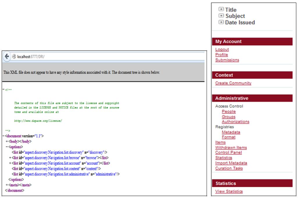 26 Figure 4.6. Screenshot of SDSU DRI options (left) and the corresponding navigation section in browser (right).