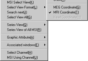 8.10.3 MEG Coordinate The coordination system for the values of the positions and directions in the MSI Report viewer is changed to the MEG coordination system upon executing the command. 8.10.4 MRI Coordinate The coordination system for the values of the positions and directions in the MSI Report viewer is changed to the MRI coordination system upon executing the command.