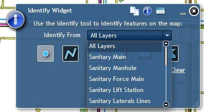 The identify features widget window will then open.