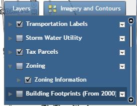 This Layers list allows a user to customize how the map will appear.