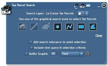 The other method to search for tax parcels (and other features) is to use TaxParcel Search Search by Graphic.