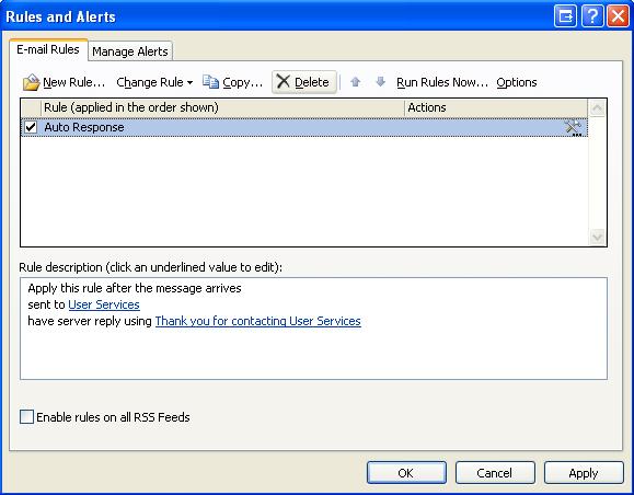 and select Rules and Alerts The Rules and Alerts dialog