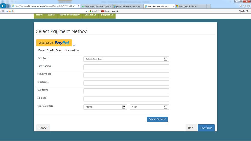 Summary page: Next: Payment Page To pay by credit card,