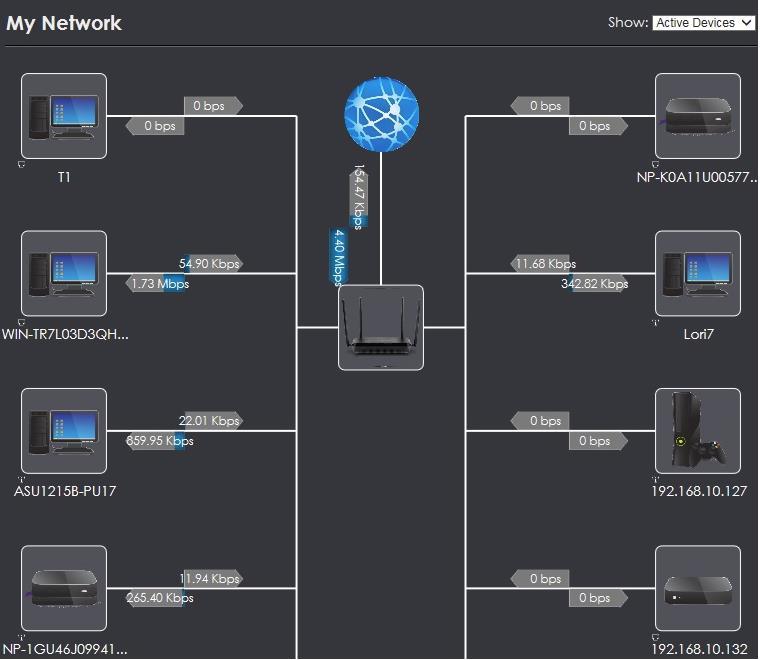 My Network Basic > Qualcomm StreamBoost > My Network The My Network page provides a visual of your network by generating a network map of the devices connected to your router and the upstream and