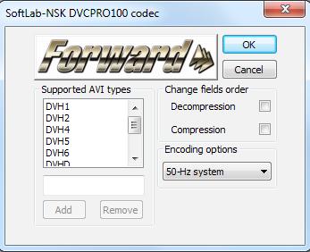 3 4 2 Note: Pictured are the possible versions of the codec settings window for different codecs. 5.4. DVСPRO00 Codec Settings The codec is used to work with data in the DVCPRO00 format.