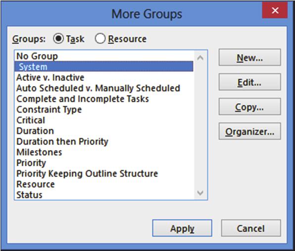 13.4.2 Using a Predefined Group The Grouping function works in a similar way to Filters and Tables.