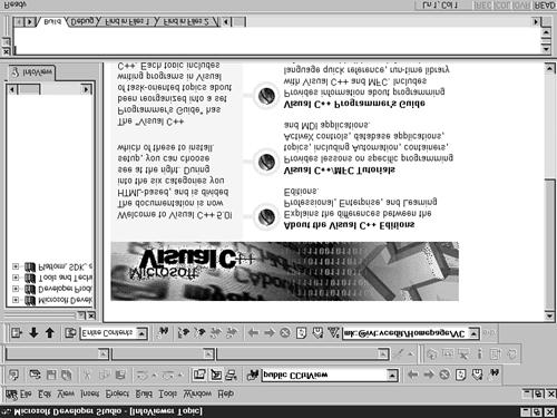 Developer Studio when first started. Exploring InfoViewer InfoViewer is the online help system integrated into Developer Studio.