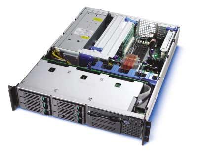 Intel Server Chassis SR2300 500W power supplies shown Single 480W PFC power supply or 500W 1+0 power supply with optional redundant 500W power supply (dual-line power) Two riser cards with up to six