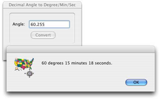 Decimal Angle to Degrees This will bring up a form that will allow you to convert an