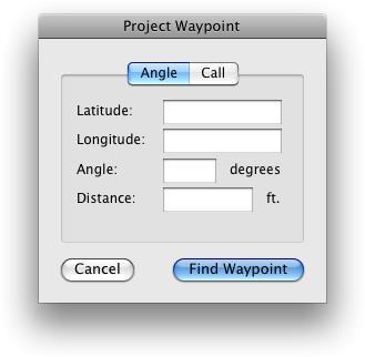 Project Waypoint Project Waypoint takes the Lat/Long of an existing waypoint, an angle and a distance and calculates a