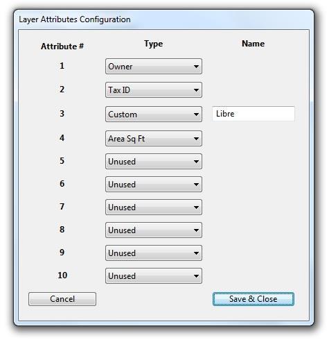 The Layer Attributes Configuration form allows you to set the type for each attribute.