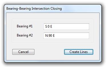 Bearing-Bearing Intersection This form allows you to enter in bearings for the last two