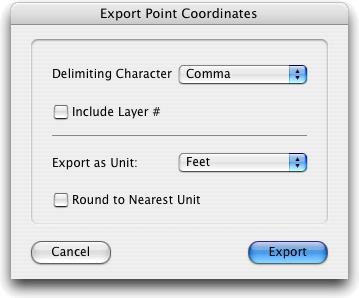 Point Coordinates: This will allow you to save the point coordinates, as shown using the Show Layer Point Coordinates menu under the Tools menu, as a delimited text file.