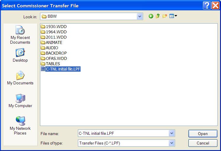 2. In the Select Commissioner Transfer File window, browse to the C-file that you wish to load, click on